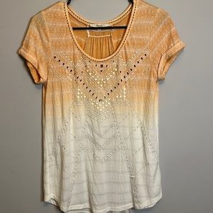 Miss Me Orange/White Gradient Short Sleeve Top Size XS